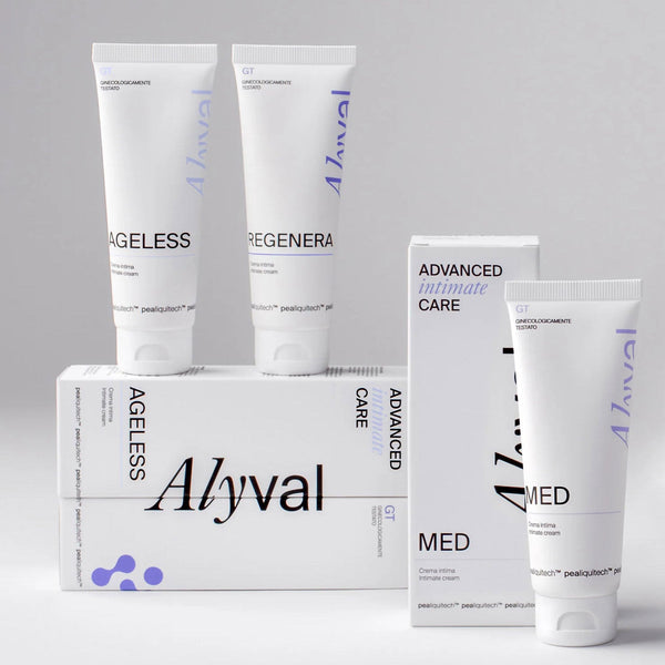 Alyval intimate skincare products for dryness, sensitivity, hydration and menopause-related intimate skin concerns.