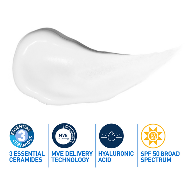 CeraVe AM Facial Moisturising Lotion SPF50 with Ceramides & Vitamin E for Normal to Dry Skin 52ml