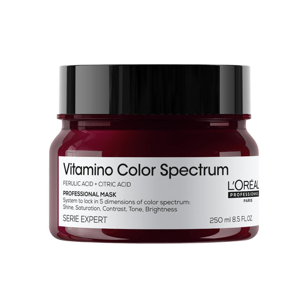 L'Oreal Vitamino Color Spectrum hair mask jar on a white background