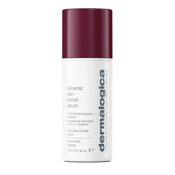 Dermalogica dynamic skin retinol serum bottle on a white background