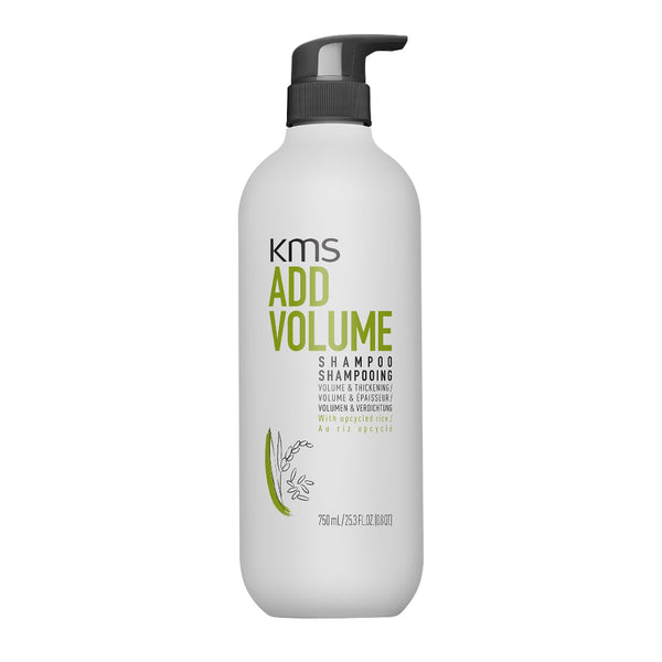 KMS Add Volume shampoo bottle on a white background