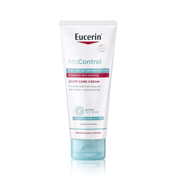 Eucerin AtoControl Acute Care Cream tube on a white background