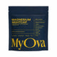 A dark navy blue stand-up pouch of MyOva Magnesium Nightcap food supplement, featuring yellow text and a white background.