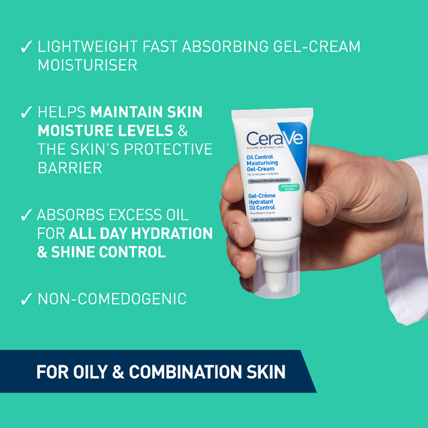 CeraVe Oil Control Gel-Cream Moisturiser With Oil Absorbing Technology & Ceramides For Combination and Oily Skin 52ml