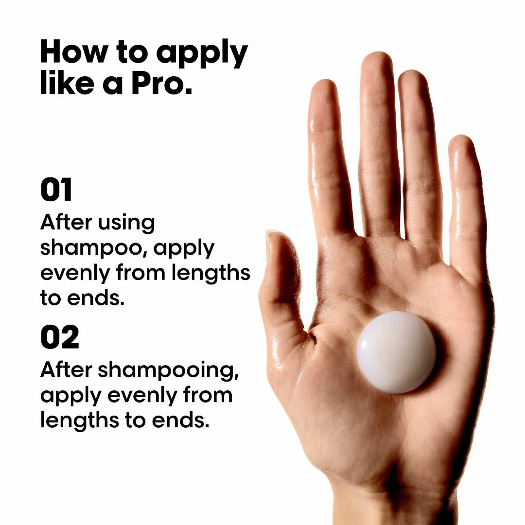 Hand holding a white sphere with text on how to apply it like a pro.