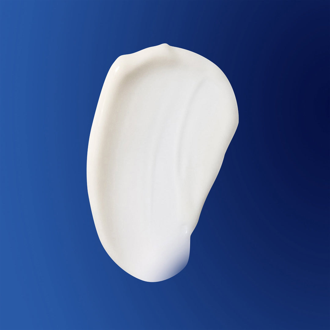 White shell on a blue background