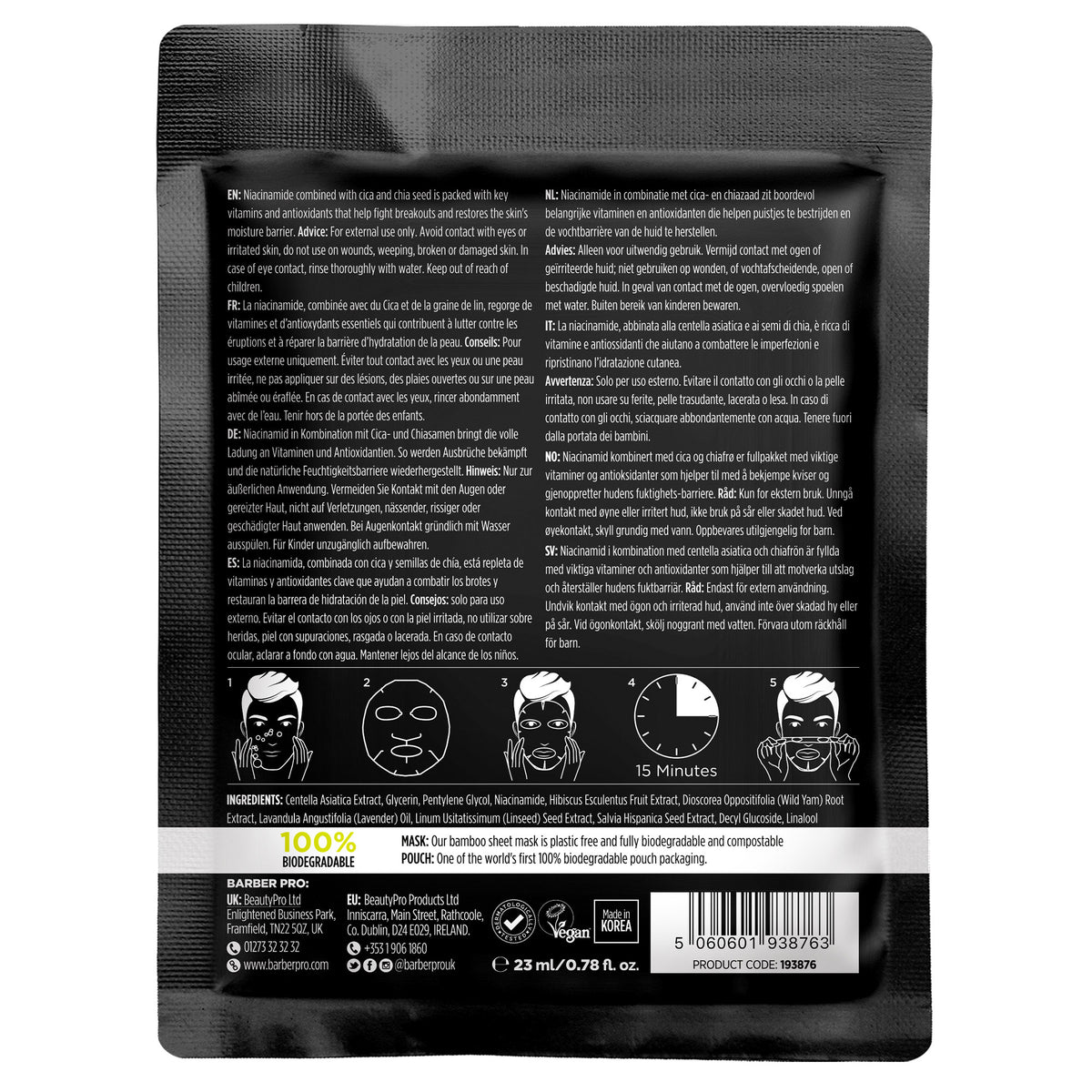 BARBER PRO Blemish Control Face Sheet Mask