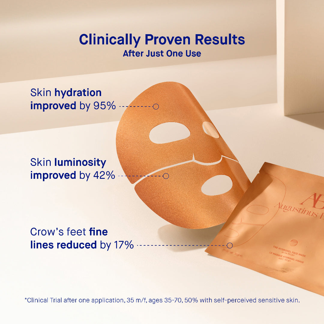 Skincare mask with clinical benefits on a beige background