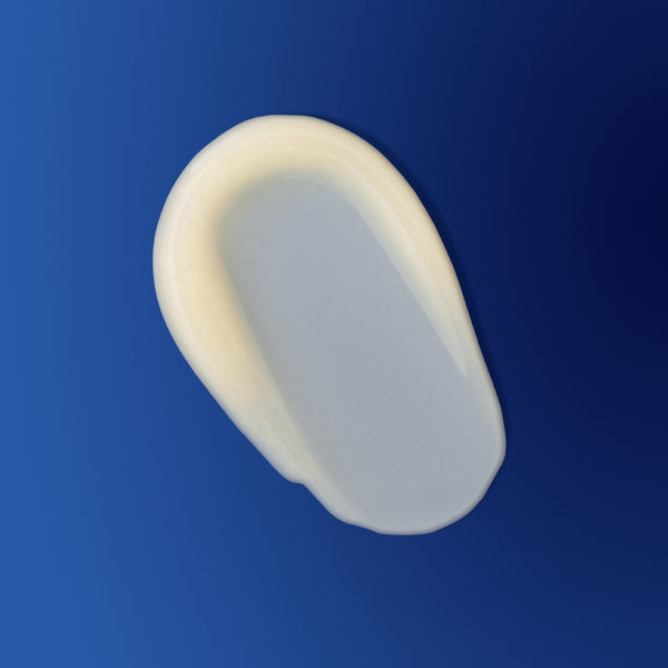 White oval object on a blue background