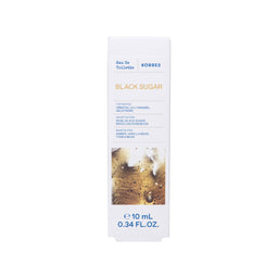 A white rectangular bottle of Kordes Black Sugar Eau De Toilette with blue and gold text, set against a plain white background.