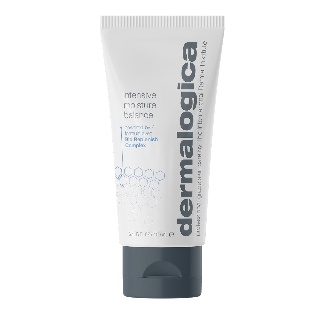 Dermalogica intensive moisture balance cream tube on a white background