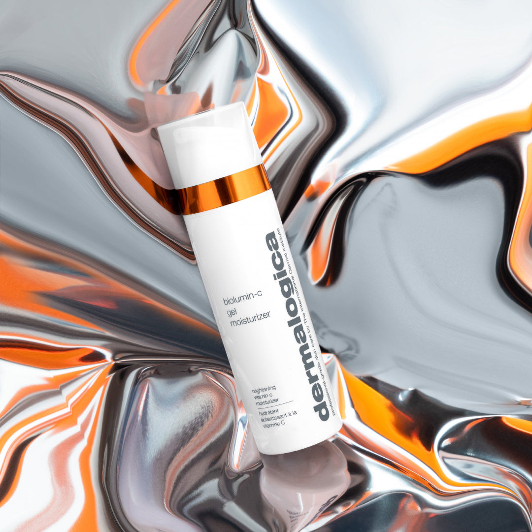 Dermalogica skincare product on a dynamic, multicolored background