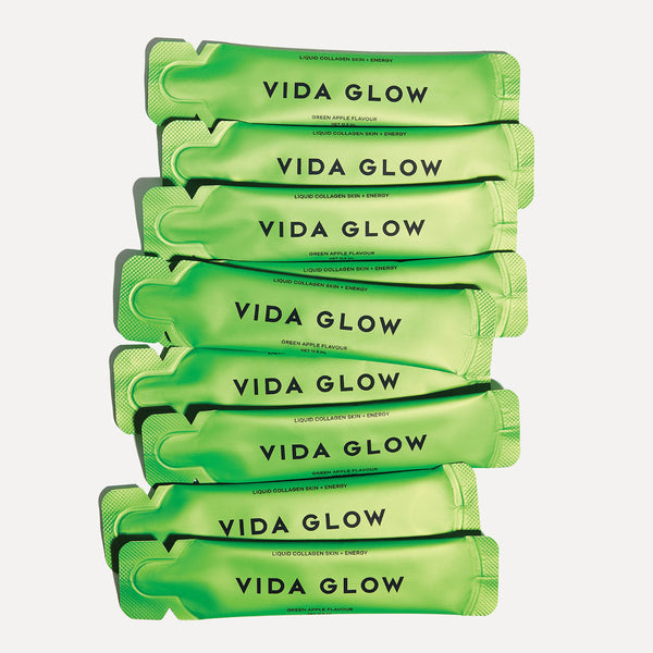 Stack of Vida Glow bars on a white background
