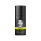 Black face serum bottle with a yellow label on a white background