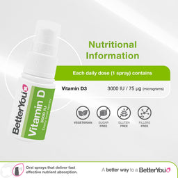 BetterYou Vitamin D3 3000iu Oral Spray 15ml