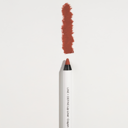 Lip liner pencil with color swatch on a light gray background