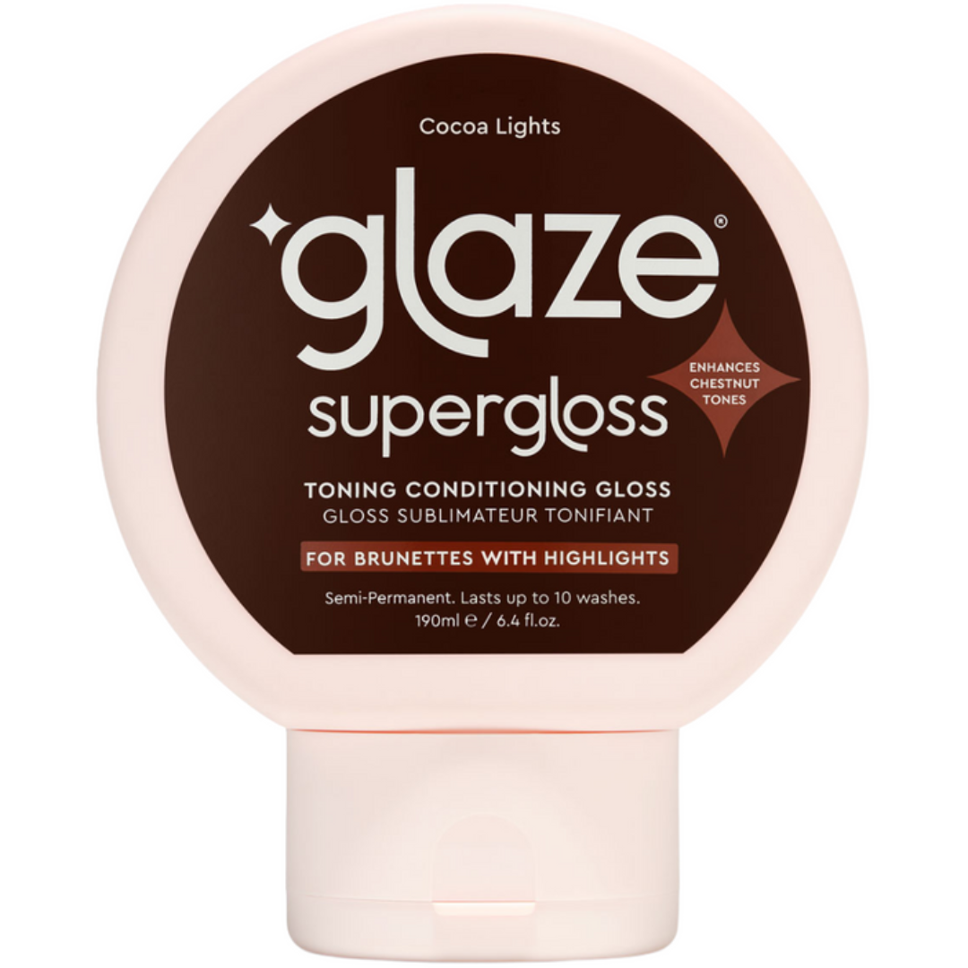 Glaze supergloss hair product container on a white background