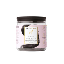 Jar of Hair Gain hair gummies on a white background