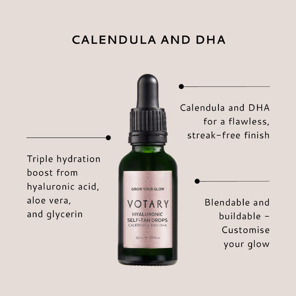 Votary Hyaluronic Self-Tan Drops, Calendula and DHA 30ml