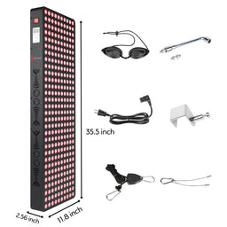 Super Max Red Light Therapy Device Dimensions and Accessories