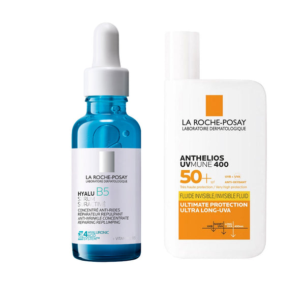 La Roche-Posay Daily Replump & Protect Set: Hyalu B5 Hyaluronic Acid Serum + SPF50+