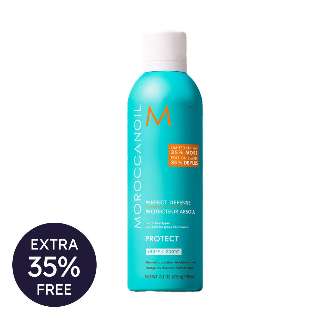 Moroccanoil shampoo bottle with a promotional label on a white background