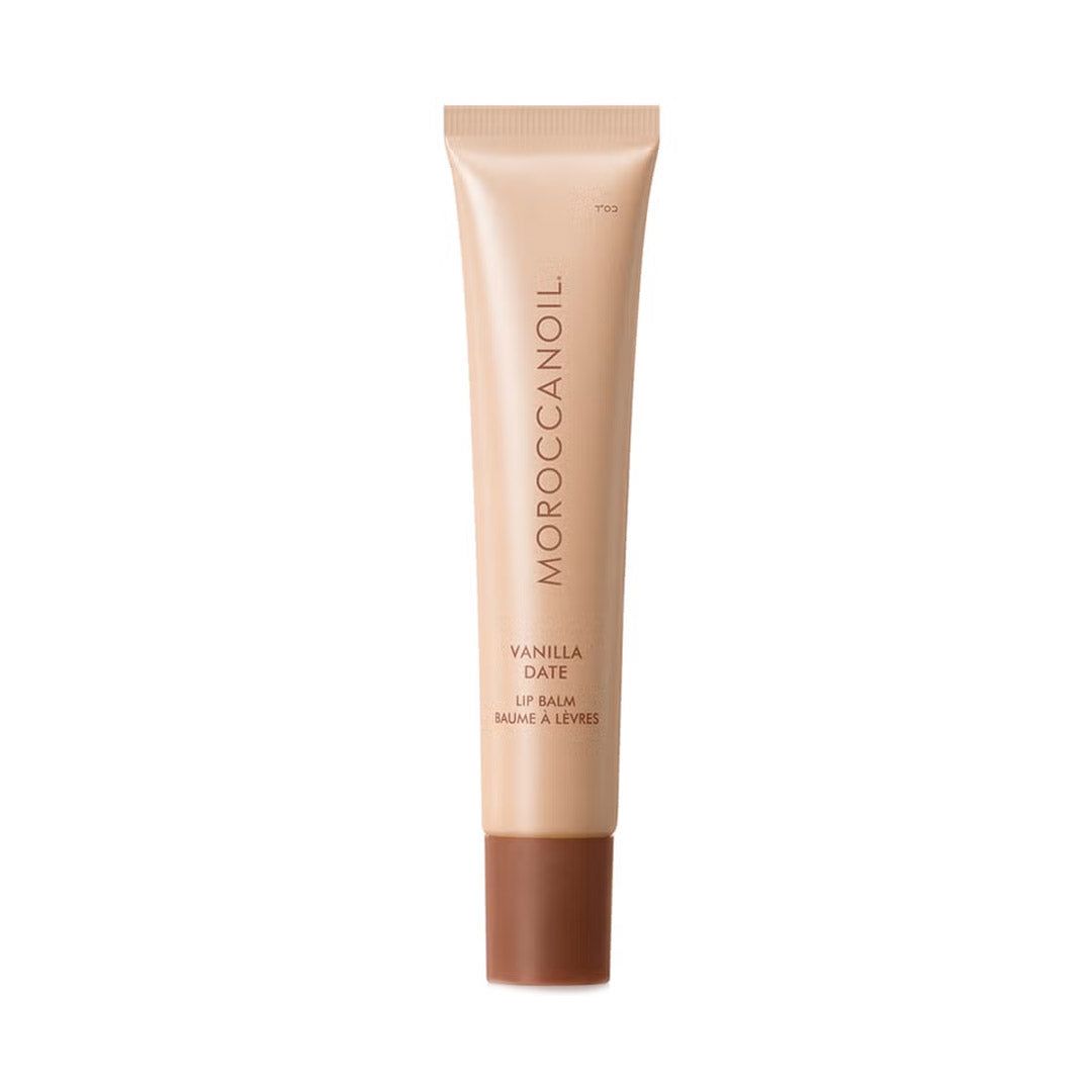 Moroccanoil lip balm tube on a white background