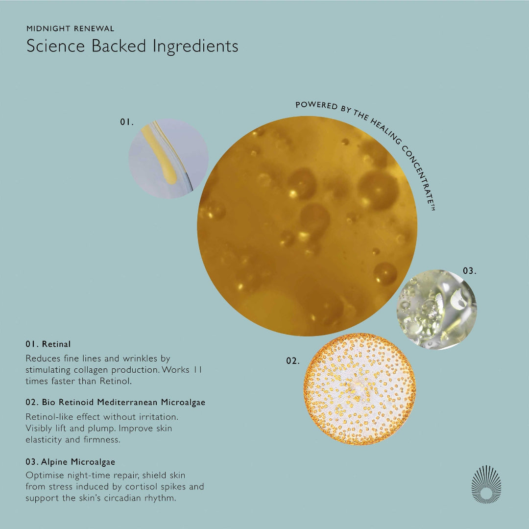 Illustration of skincare ingredients with text on a light blue background