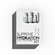 A white product box for the Cultured Botanicals Supreme Hydration Kit, featuring illustrations of skincare bottles on the front, set against a clean white background with a soft drop shadow.
