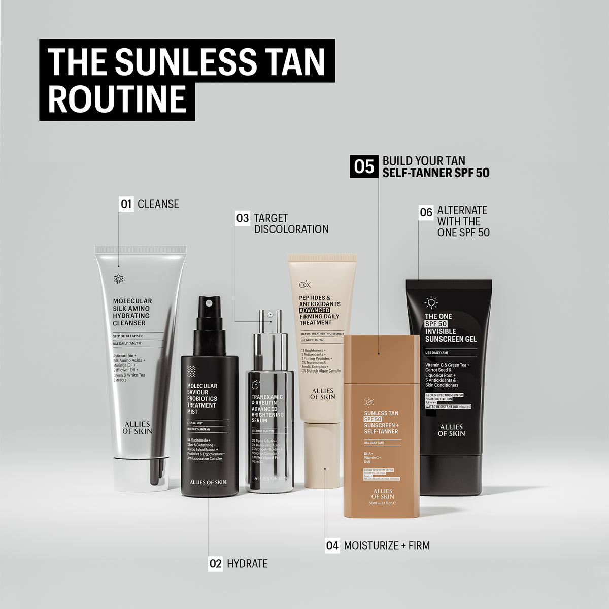Allies of Skin Sunless Tan SPF 50 Sunscreen + Self-Tanner