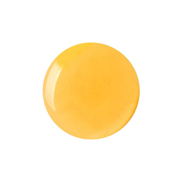 A glossy, smooth circular swatch of bright yellow-orange color on a solid white background.