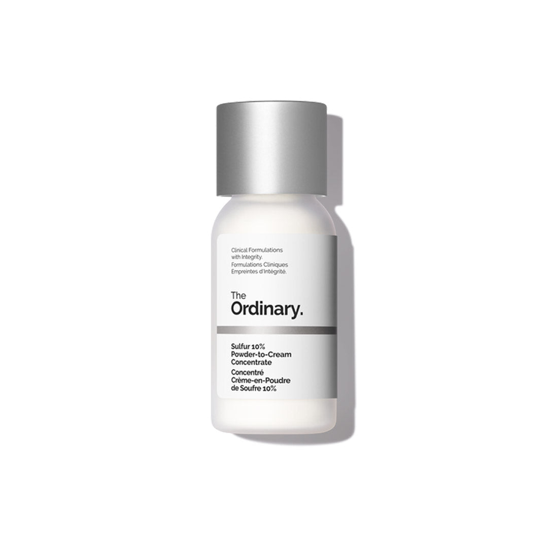 Skincare bottle labeled 'The Ordinary' on a white background