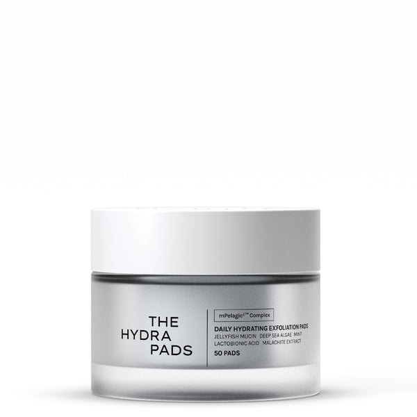 A jar of miHataju Complex The Hydra Pads daily hydrating exfoliation pads, shown on a clean white background.