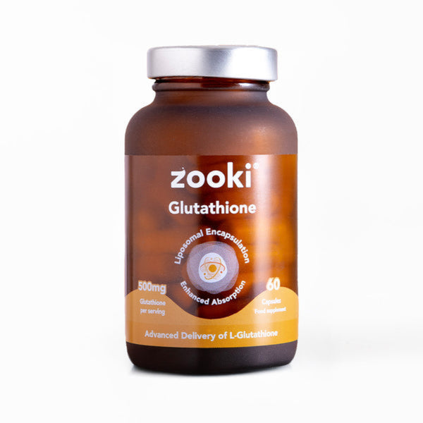 Zooki Glutathione supplement bottle on a white background