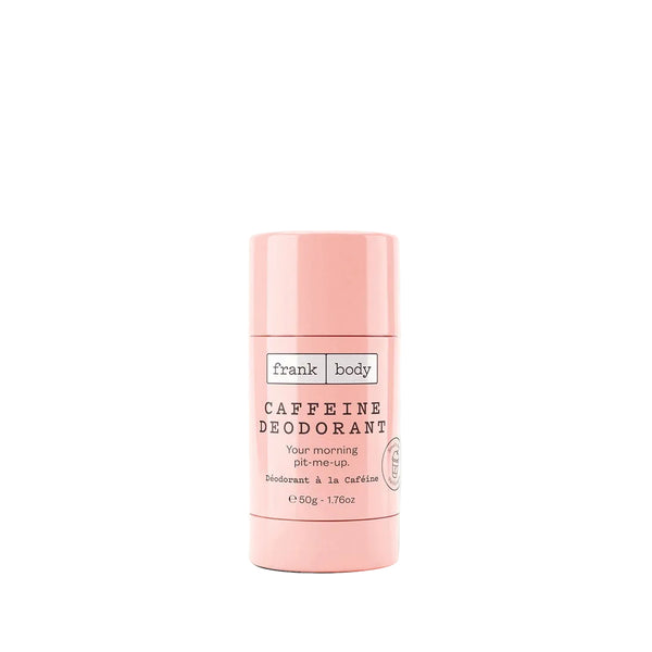 Pink deodorant stick with 'frank body' branding on a white background