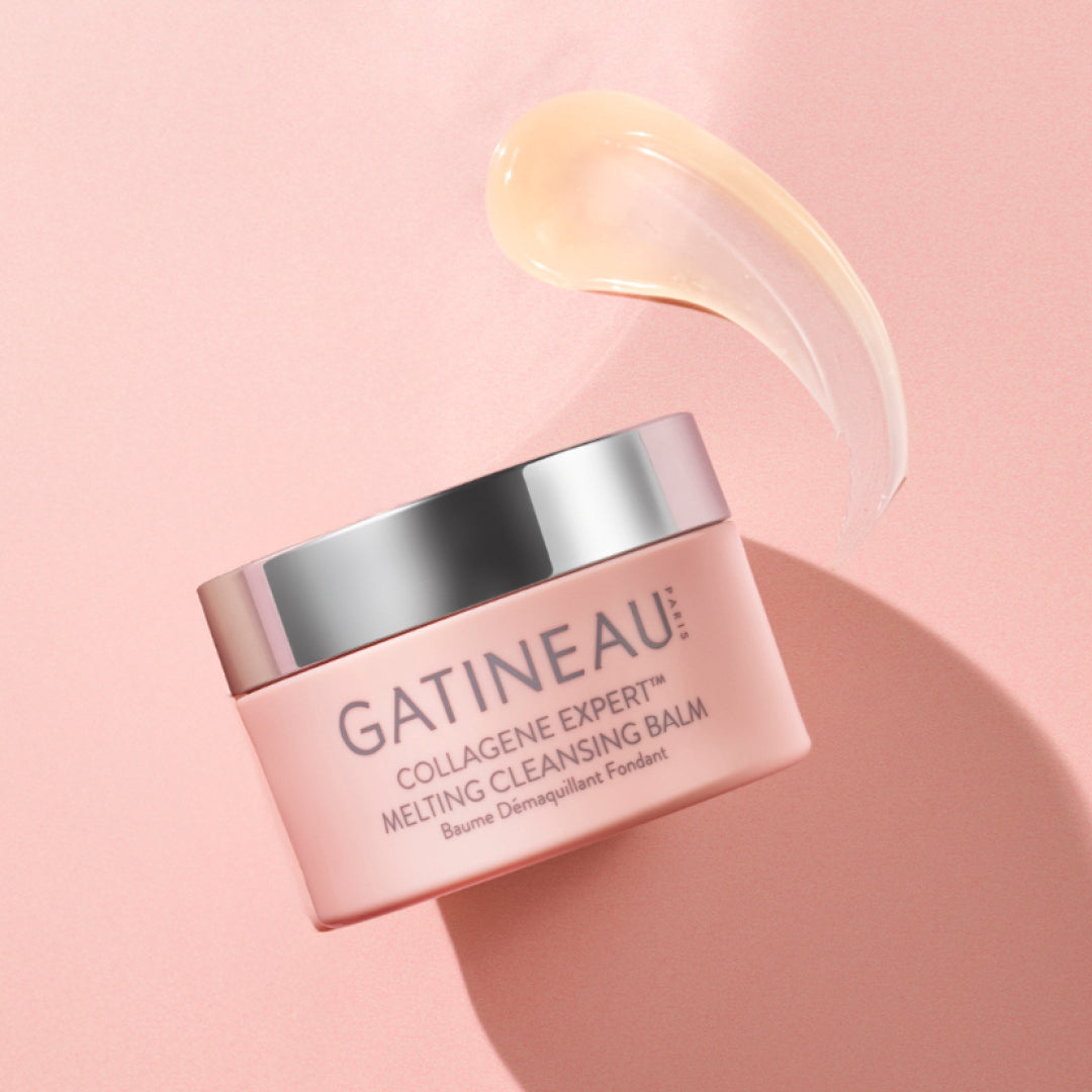 Gatineau Collagene Expert Melting Cleansing Balm on a pink background