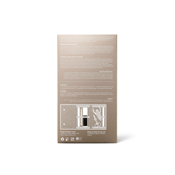 Product packaging with text and icons on a beige background