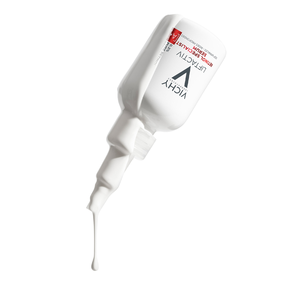 Vichy Liftactiv 0.2% Pure Retinol Specialist Deep Wrinkles Serum 30ml with serum surrounding bottle